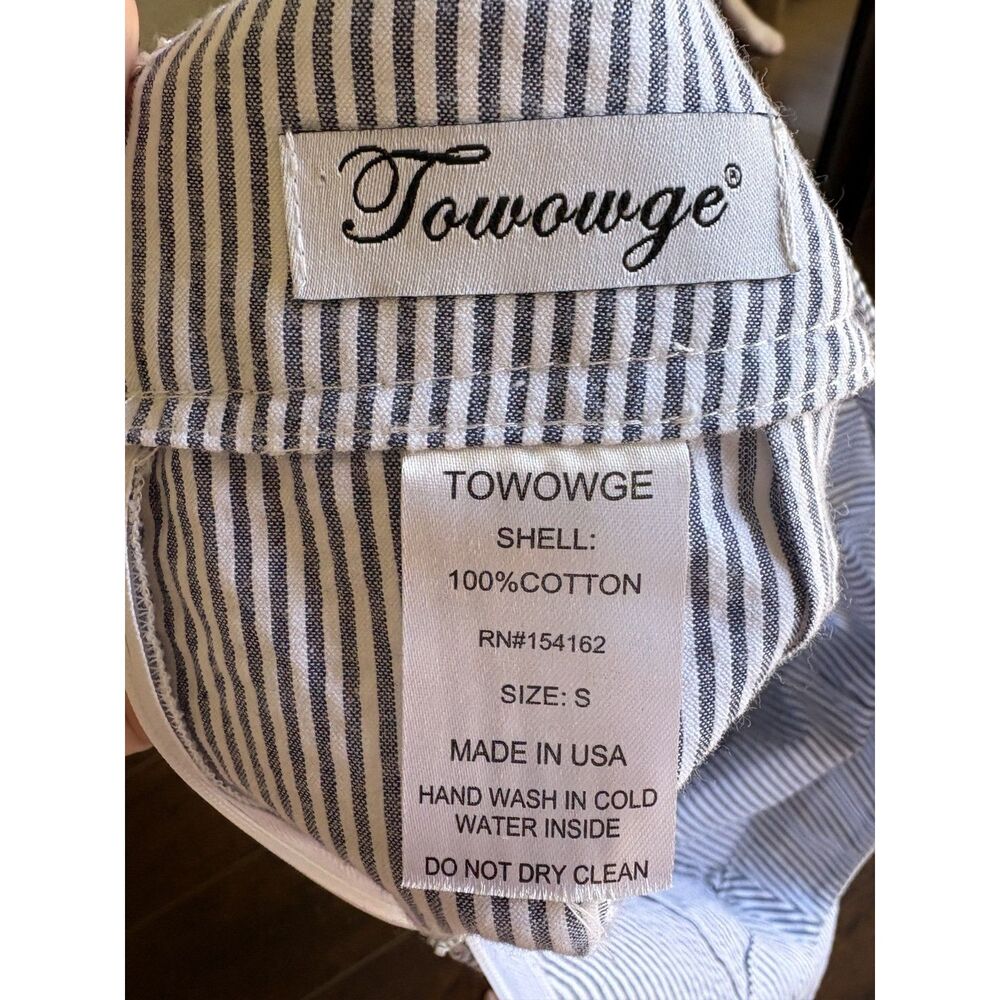 Blue Cotton Pinstripe Pencil Skirt S 4 Boutique Wrap Sarong Midi Bow Tie Summer - Picture 7 of 10